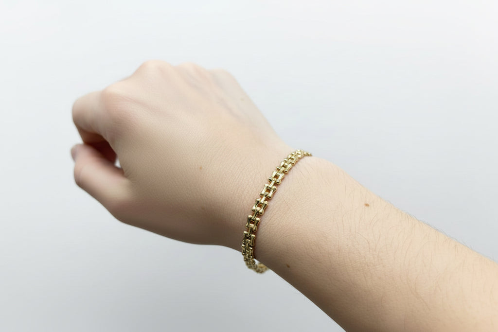 Pulsera Malla de Plata 925 con Baño de Oro - 19cm Ajustable