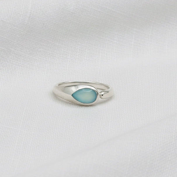 Anillo Ajustable de Plata de Ley 925 con Aguamarina Natural