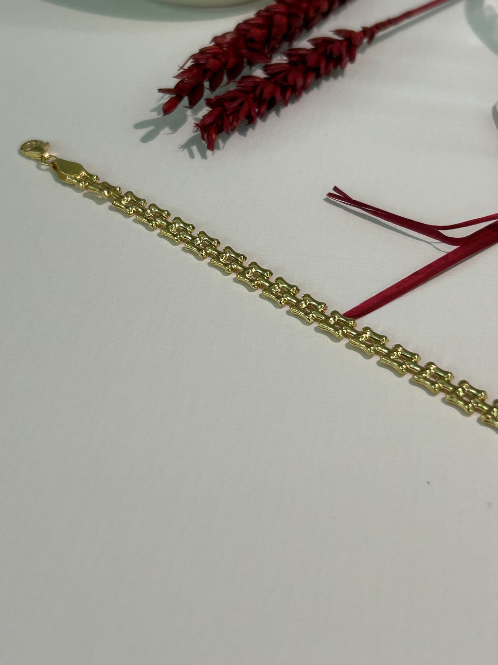 Pulsera Malla de Plata 925 con Baño de Oro - 19cm Ajustable