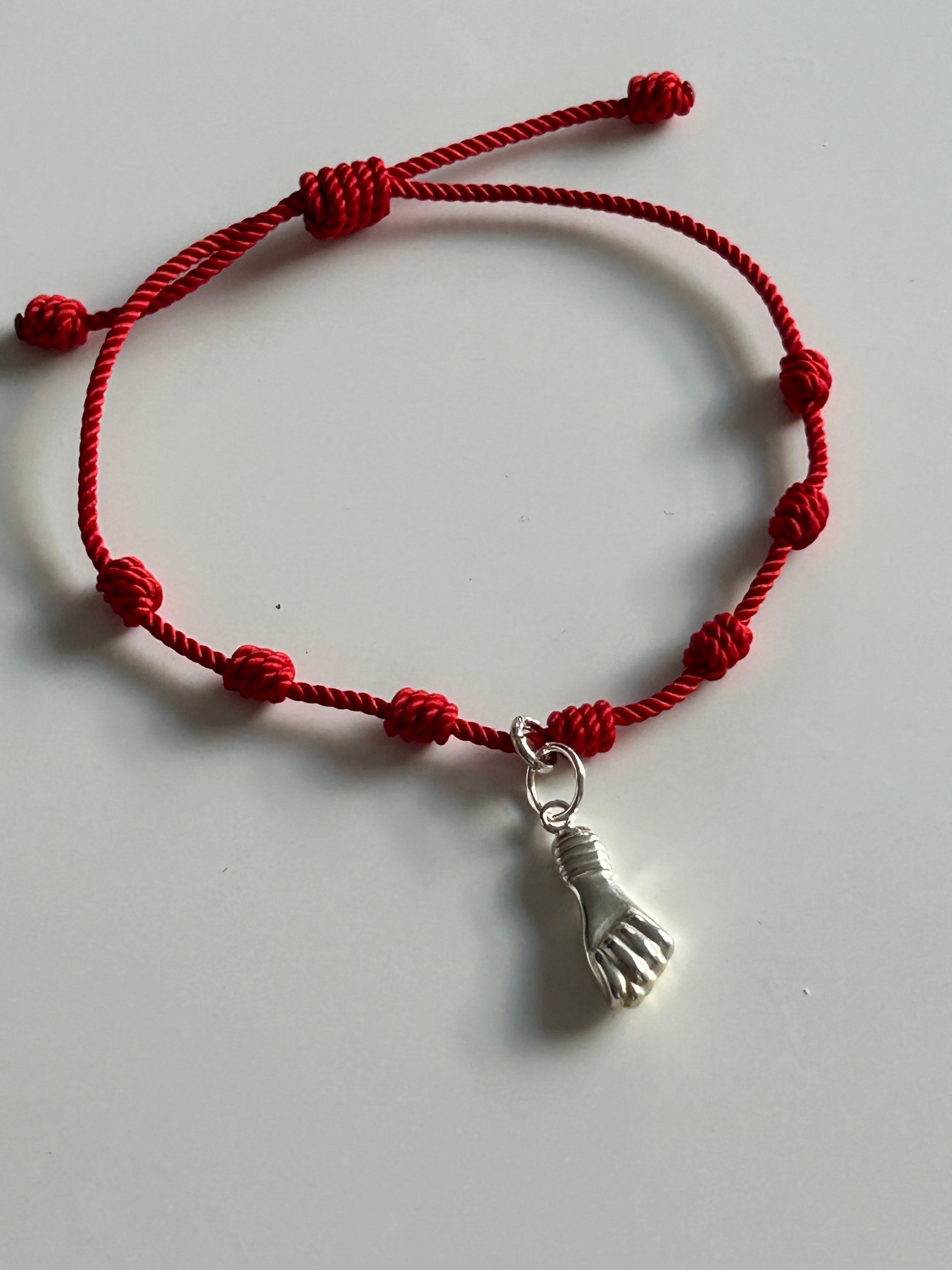 Pulsera 7 Nudos Roja con Mano Higa